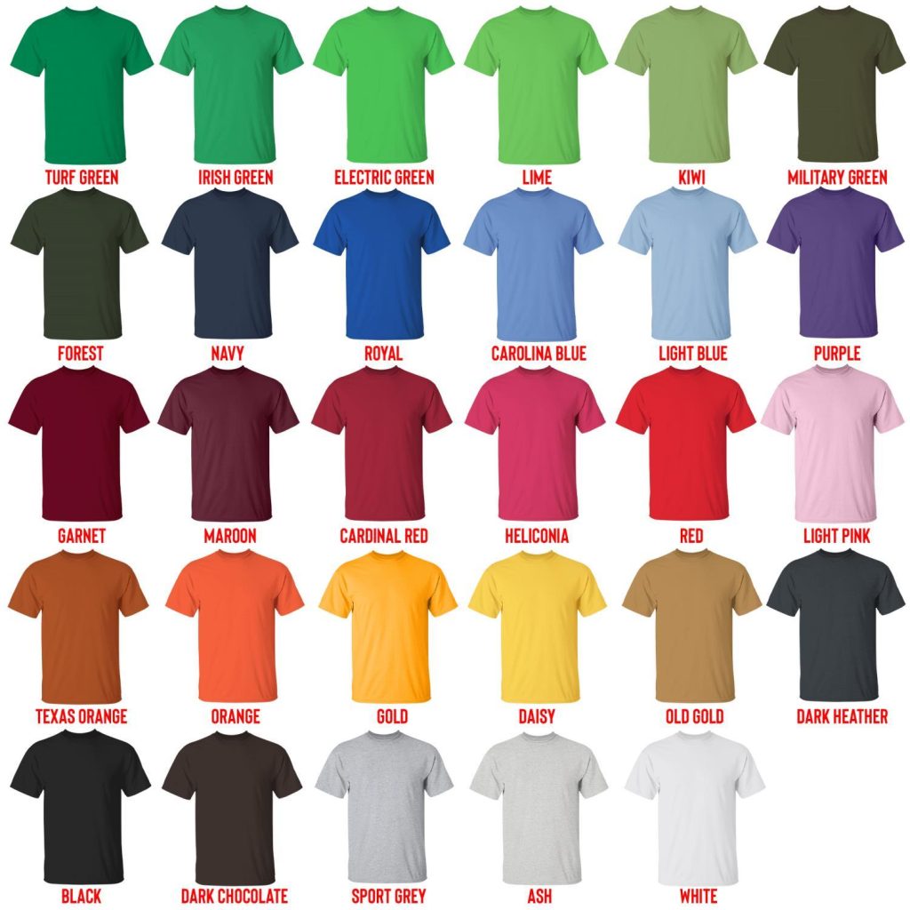 t shirt color chart - Family Guy Store